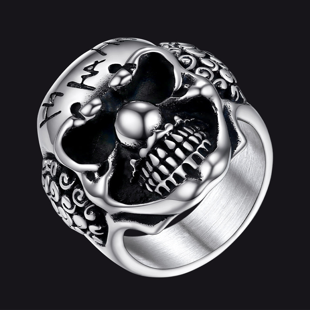 Gothic Joker Clown Skull Stainless Steel Ring for