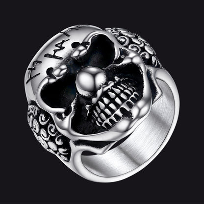 Gothic Joker Clown Skull Stainless Steel Ring for