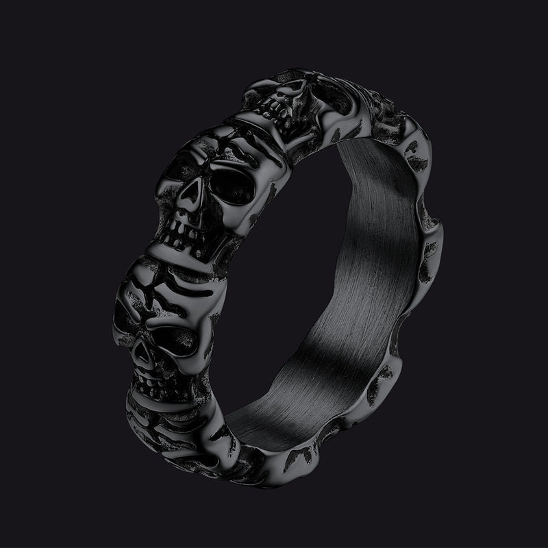 Punk Skull Statement Band Ring for in Stainless Steel