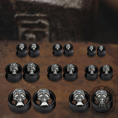 Skull and Star Wood Alloy Ear Gauges