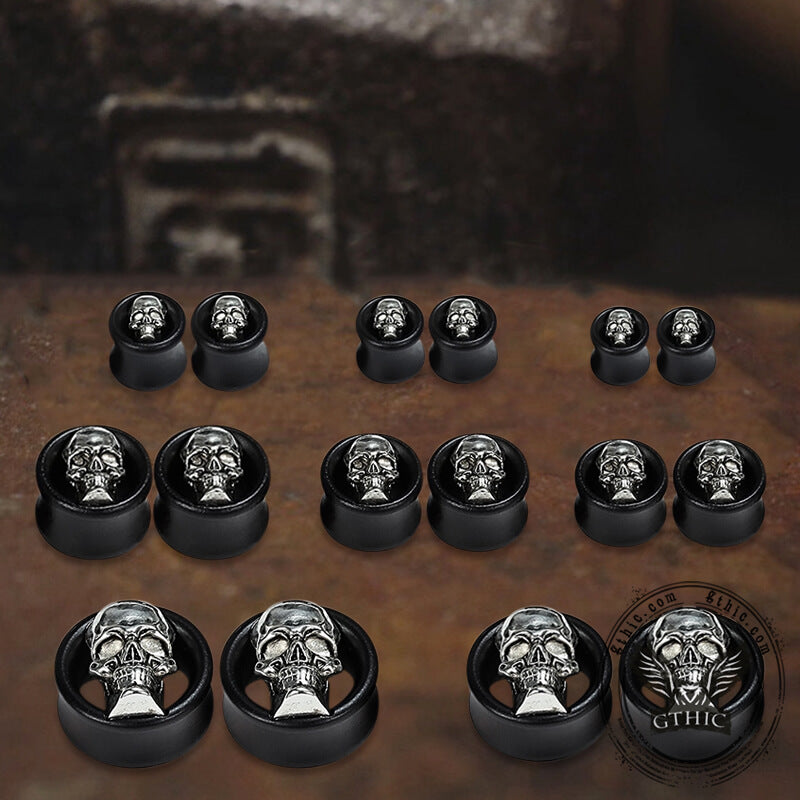 Skull and Star Wood Alloy Ear Gauges