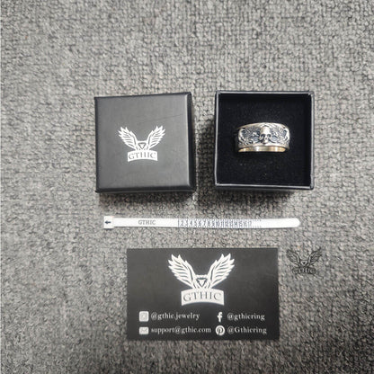 Skull Double Eagle Sterling Silver Ring