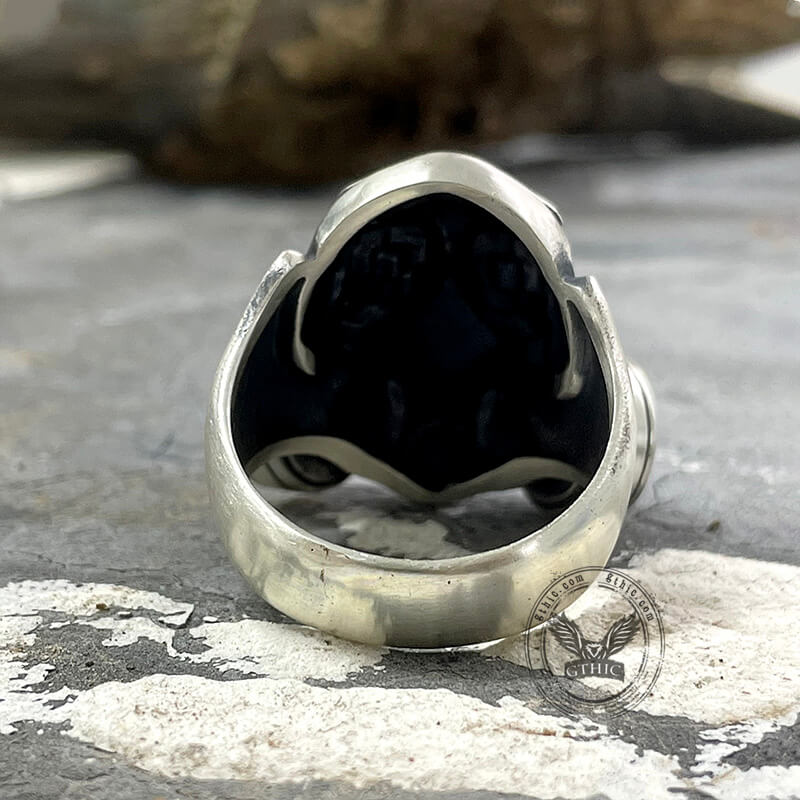 Skull Gas Mask Respirator Sterling Silver Ring