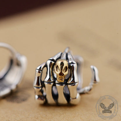 Skull Hand Sterling Silver Goth Earrings