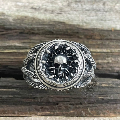 Skull Head Octopus Tentacles Sterling Silver Ring