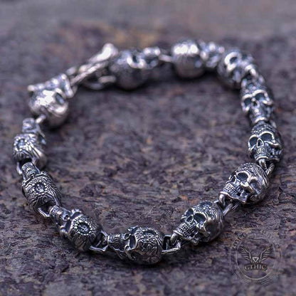 Skull Head Sterling Silver Bracelet
