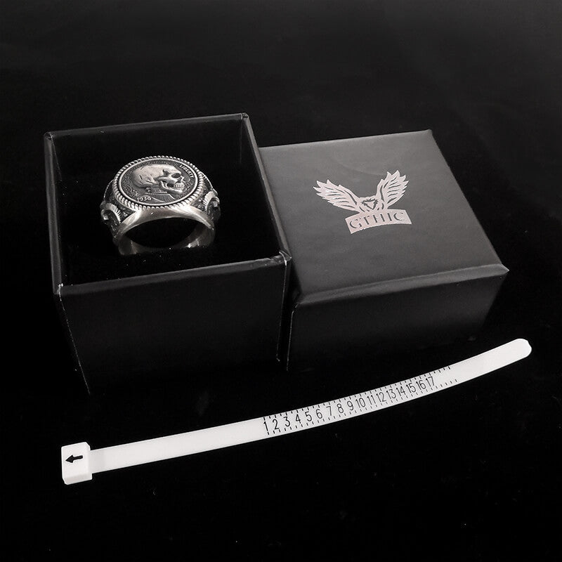 Skull Hobo Nickel Sterling Silver Ring