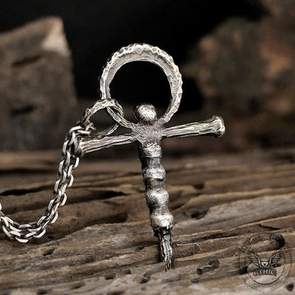 Skulls and Cross Sterling Silver Brass Pendant