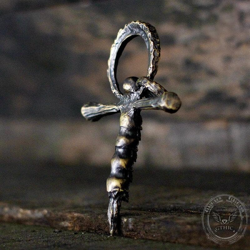 Skulls and Cross Sterling Silver Brass Pendant