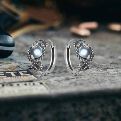 Slytherin Snake Gemstone Sterling Silver Hoop Earrings