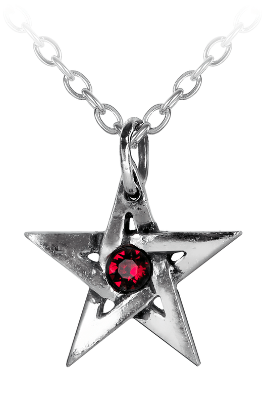 Small Crystal Pentagram Pendant With Red Austrian Crystal