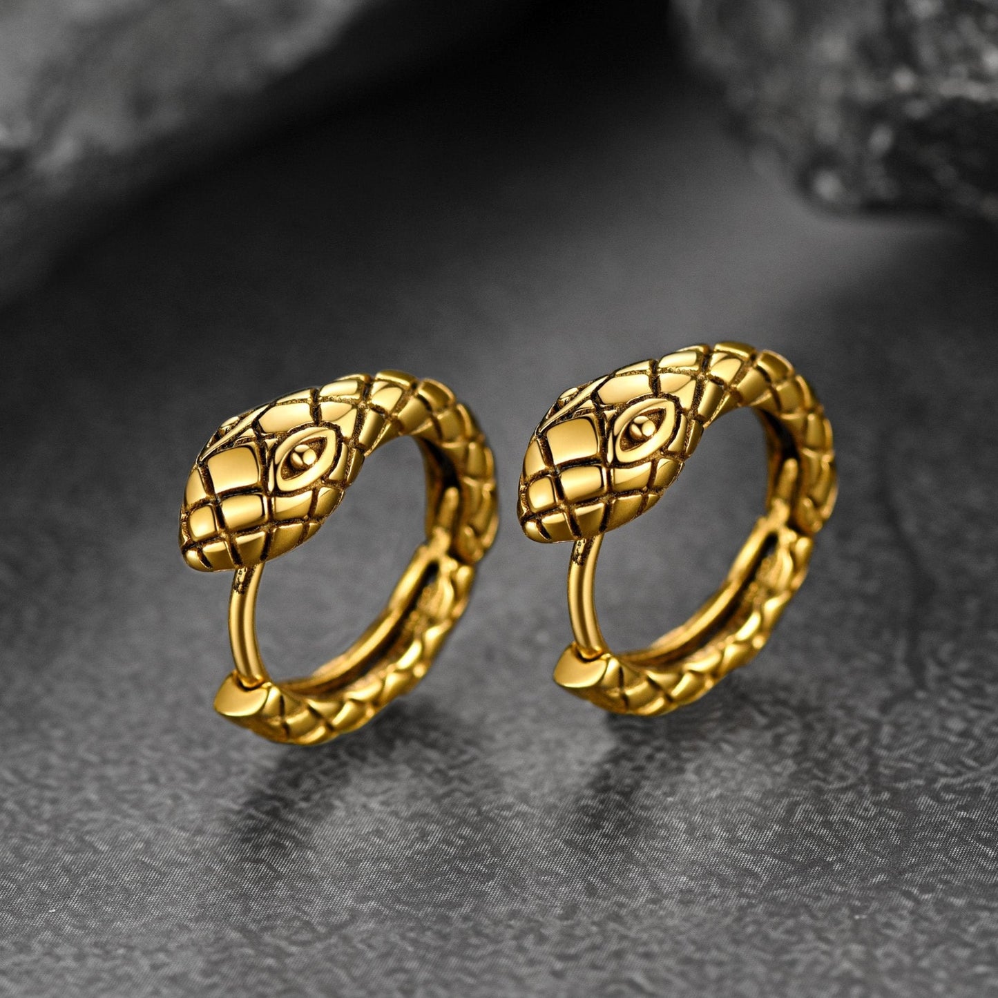 Gothic Snake Huggie Hoop Earrings for