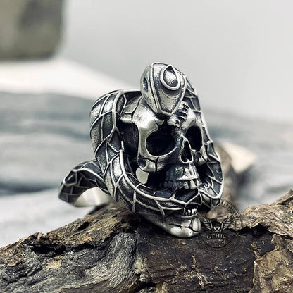 Snake and Skull Sterling Silver Gothic Ring
