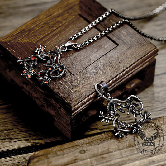 Snake Entwined Star Stainless Steel Pendant
