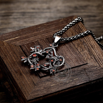 Snake Entwined Star Stainless Steel Pendant
