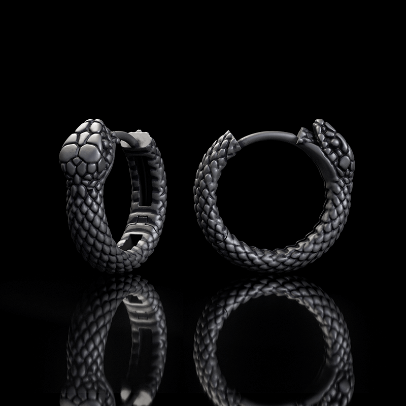 Snake Ouroboros Sterling Silver Huggie Earrings