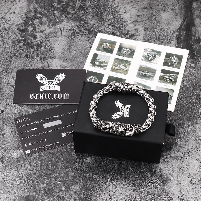 Snake Punk Stainless Steel Skull Bracelet