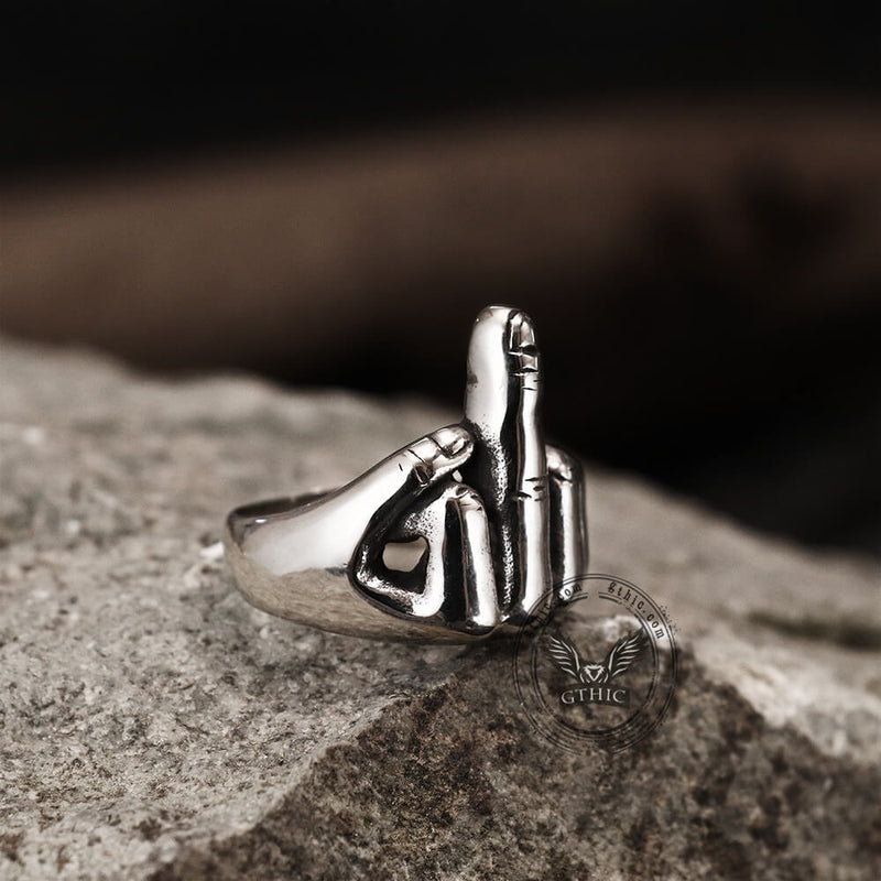 Soccer Middle Finger Stainless Steel Ring