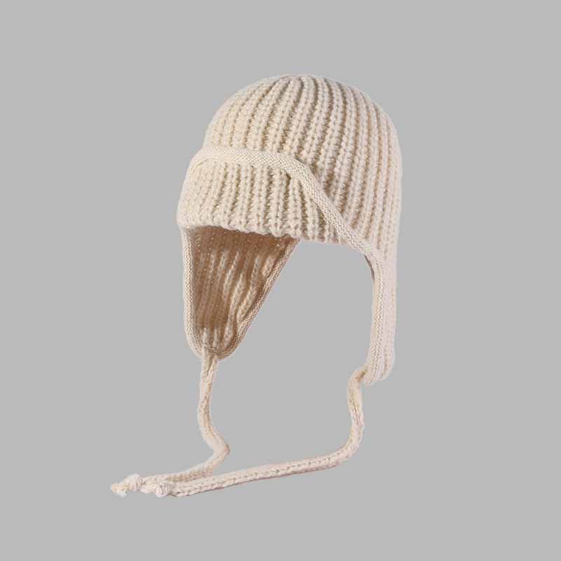 Color All-match Lace-up Knitted Beanie Hat