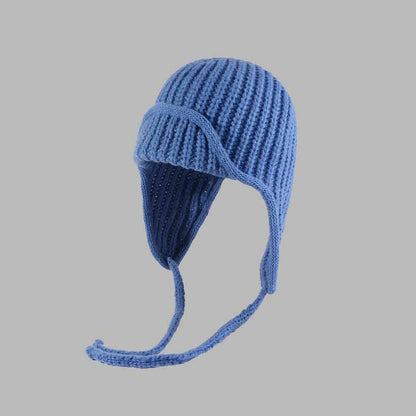 Color All-match Lace-up Knitted Beanie Hat