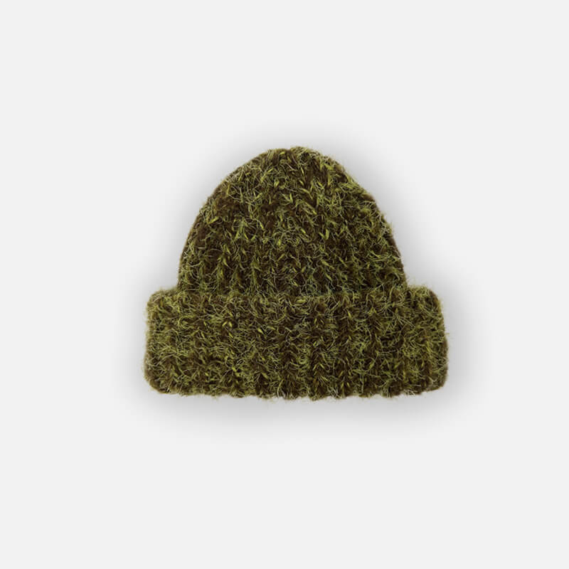 Color Wool-blend Chunky Knitted Beanie Hat