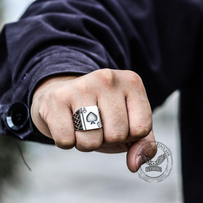 Spades Poker Stainless Steel Ring
