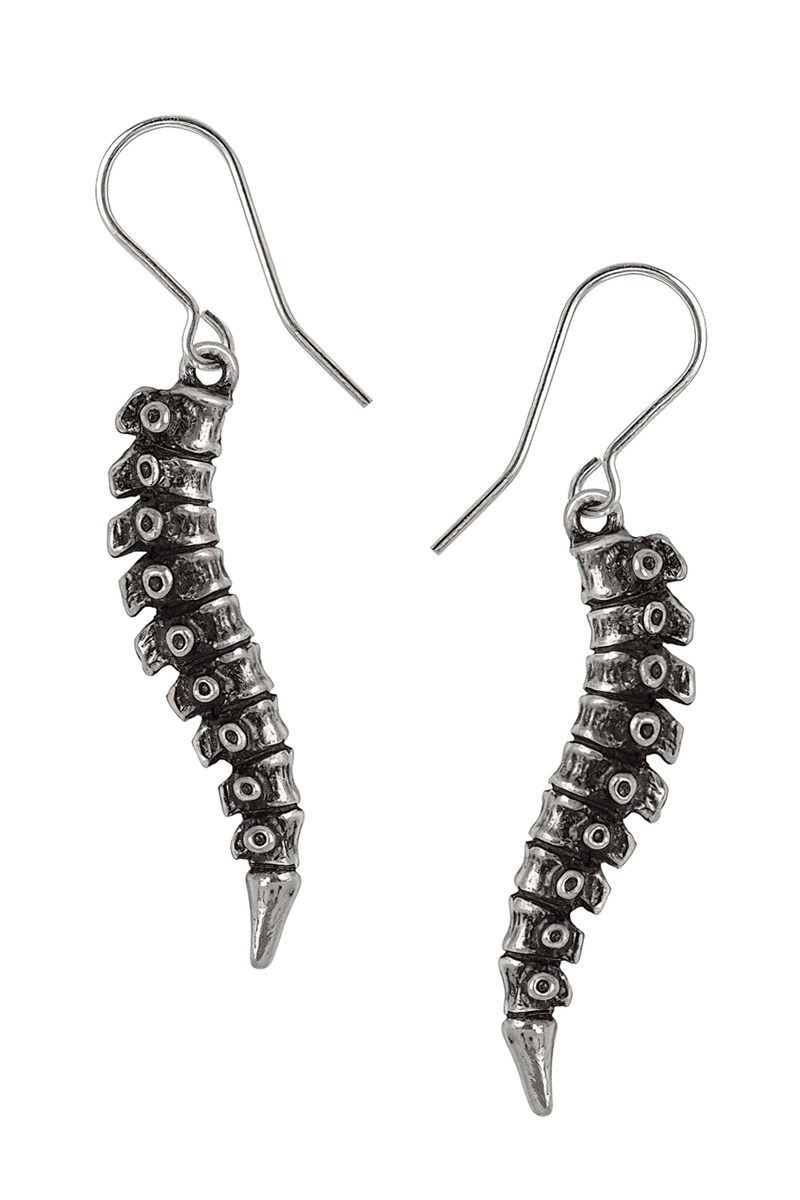 Spine Dropper Earrings in Antique Pewter With Gothic Design
