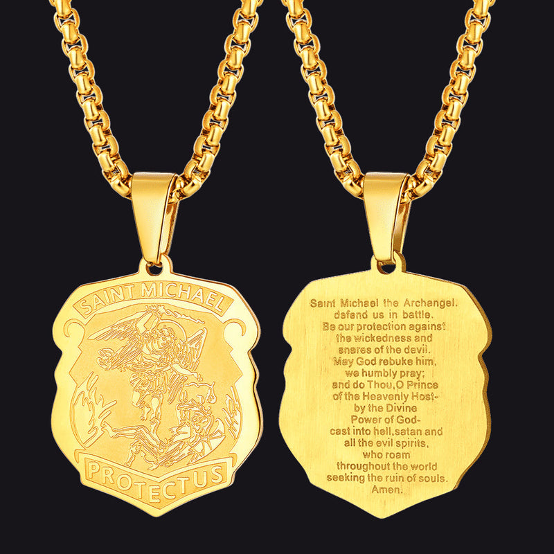 Archangel St. Michael Necklace Medal Shield Pendant for
