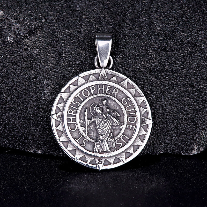 St. Christopher Protect Us Stainless Steel Pendant