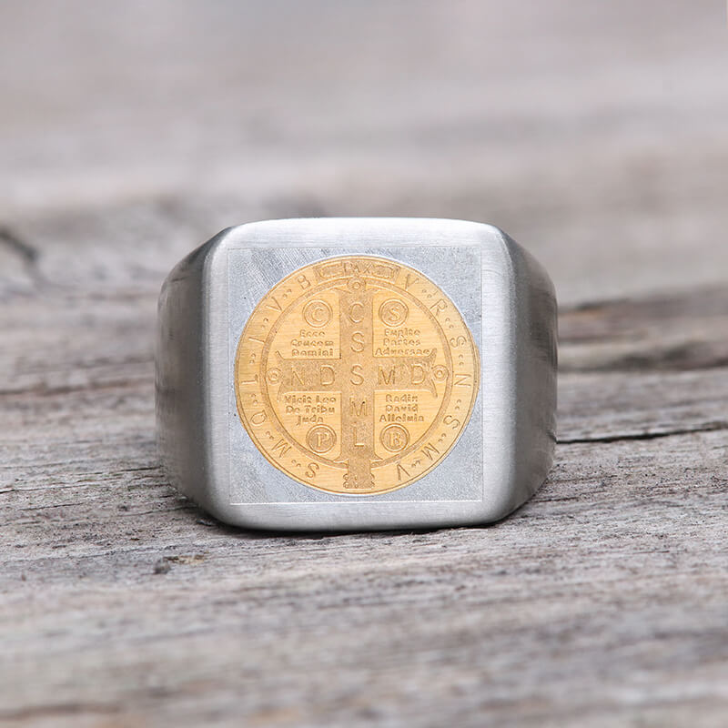 St. Benedict Cross Stainless Steel Christian Ring