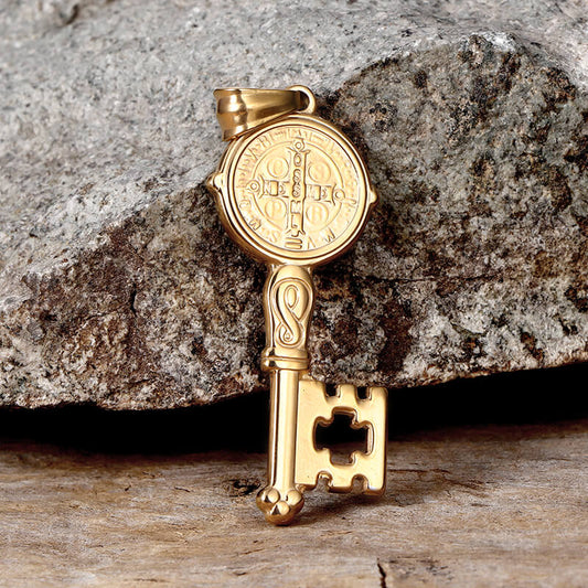 St. Benedict Medal Key Stainless Steel Pendant