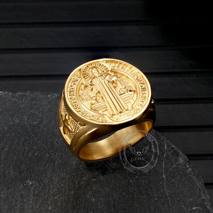 St. Benedict's Medal Exorcism Stainless Steel Ring