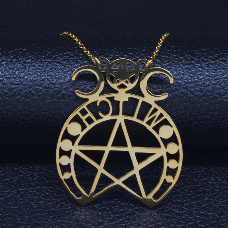 Stainless Steel Gothic Pendant / Pendant With Witchcraft Pentagram / Jewelry