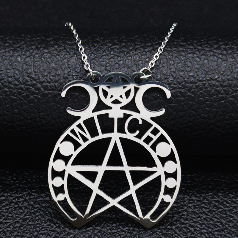Stainless Steel Gothic Pendant / Pendant With Witchcraft Pentagram / Jewelry