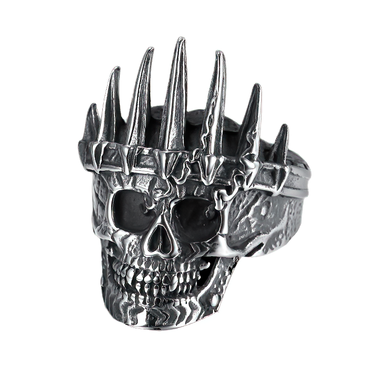 Stainless Steel Gothic Jewellery / Unique Nobility Crown Ring With Skull