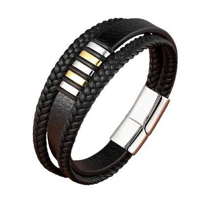 Stainless Steel Magnetic Clasp Bracelet for / Rock Style Genuine Leather Bracelet