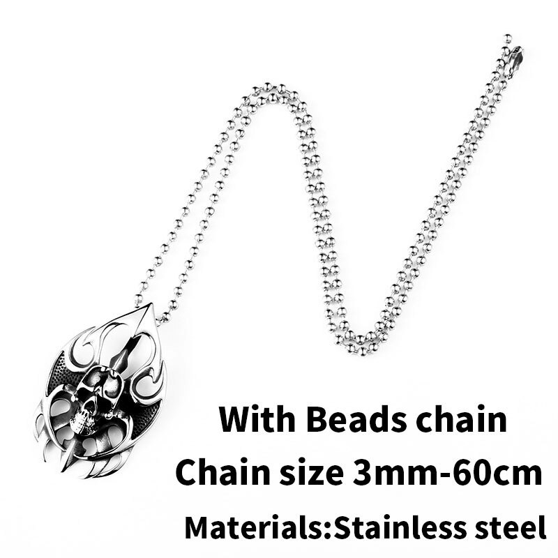 Stainless Steel Pendant of Skull / Rock Style Necklace / Gothic Jewelry