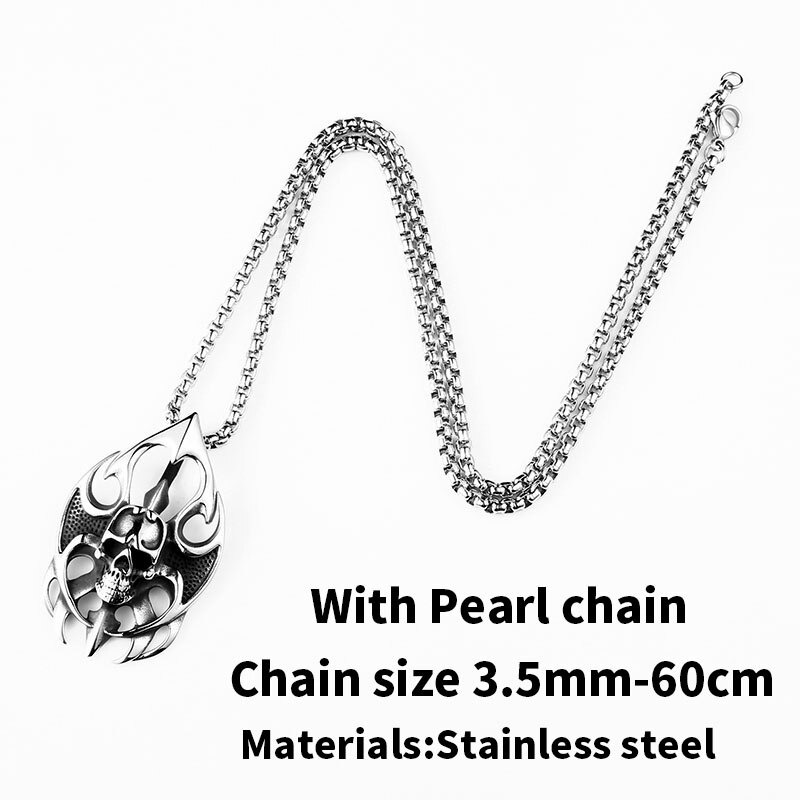 Stainless Steel Pendant of Skull / Rock Style Necklace / Gothic Jewelry