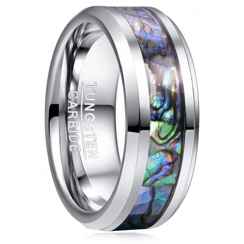 Stainless Steel Ring With Abalone Inlay / and Jewelry