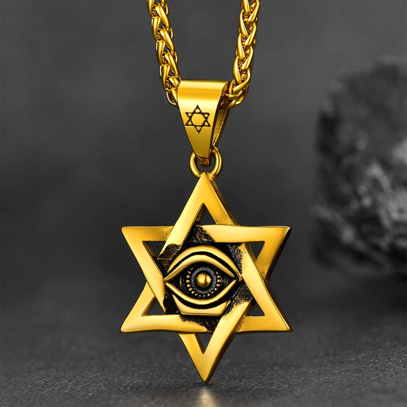 Star of David Necklace Pendant With Eye of God for