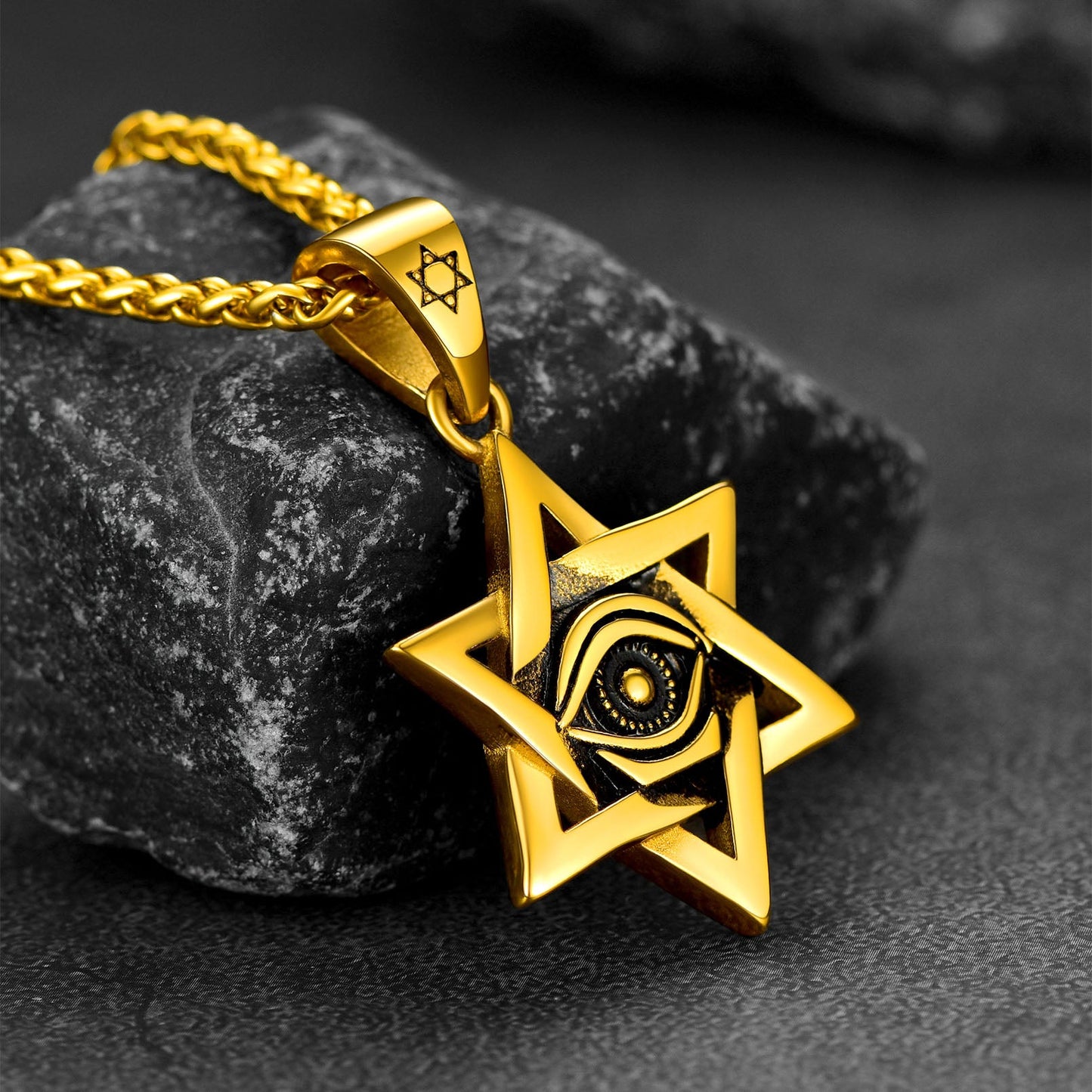Star of David Necklace Pendant With Eye of God for
