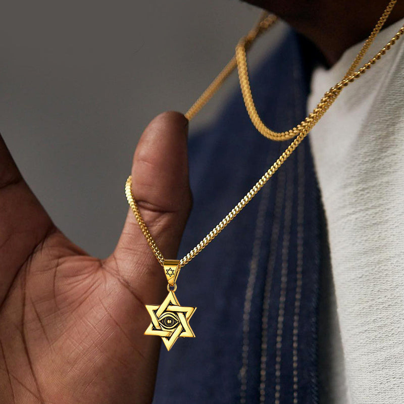 Star of David Necklace Pendant With Eye of God for