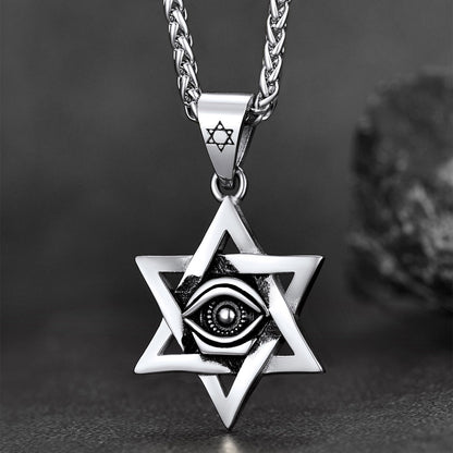 Star of David Necklace Pendant With Eye of God for