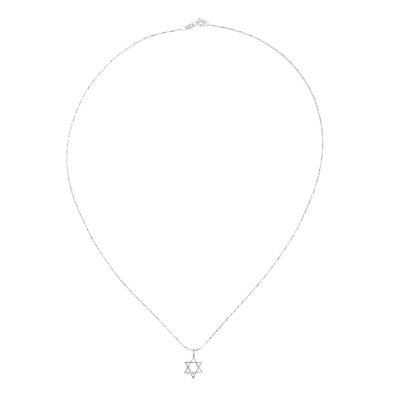 Sterling Silver Mini Star of David Pendant on Silver Cable Chain Necklace, 18