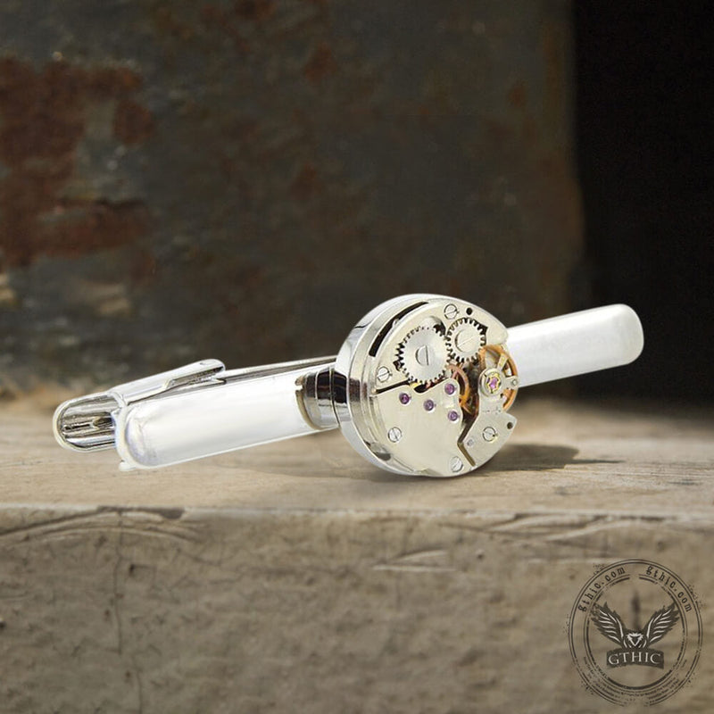 Steampunk Watch Movement Brass Tie Clip