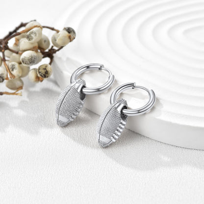 American Football Dangle Hoop Earrings for