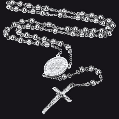Catholic Virgin Mary Rosary Beads Cross Necklace Chain for