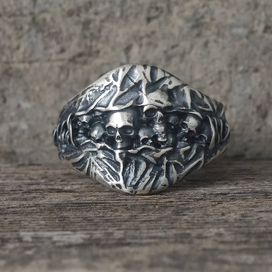 Stitched Skull Sterling Silver Gothic Ring