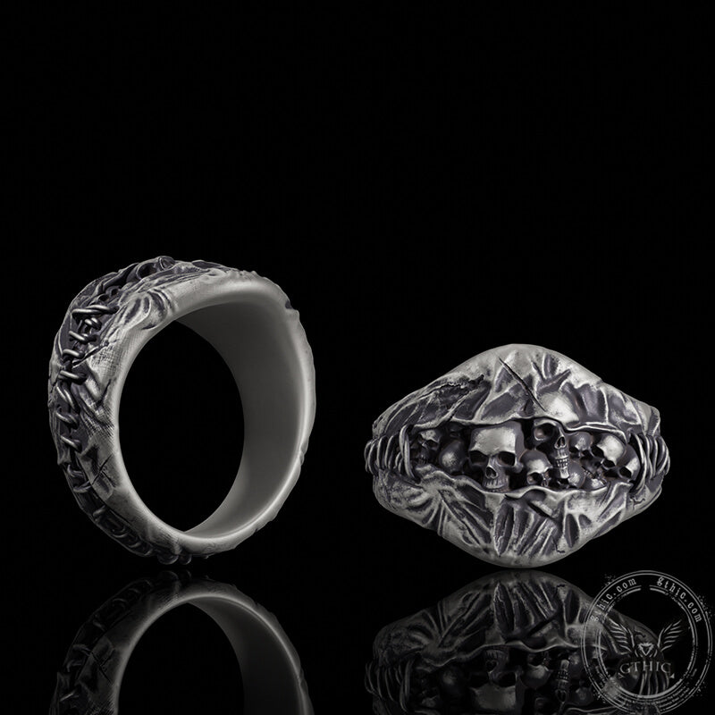 Stitched Skull Sterling Silver Gothic Ring