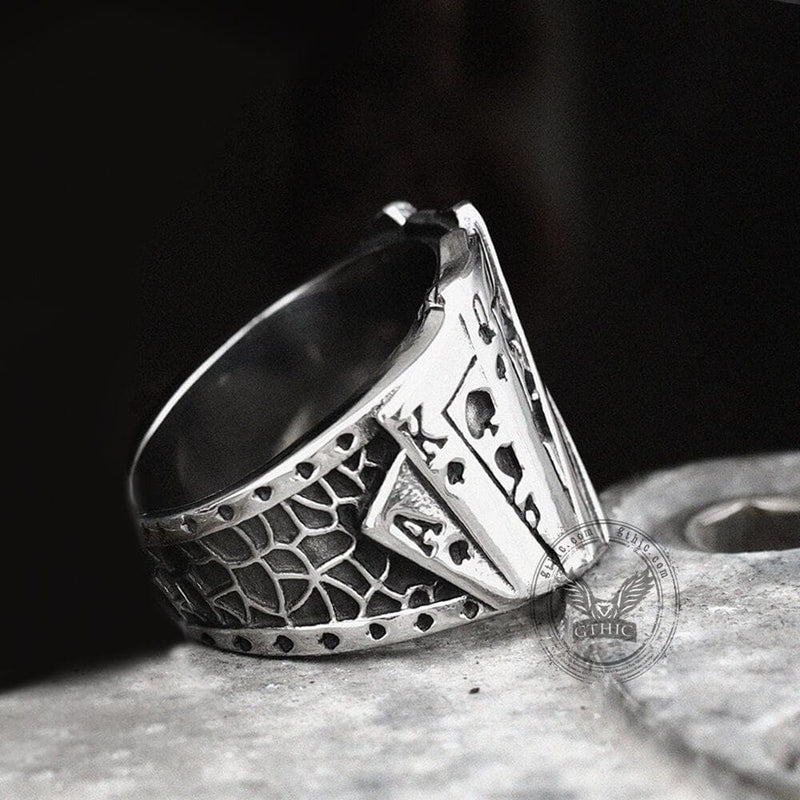 Straight Flush Poker Cards Stainless Steel Ring